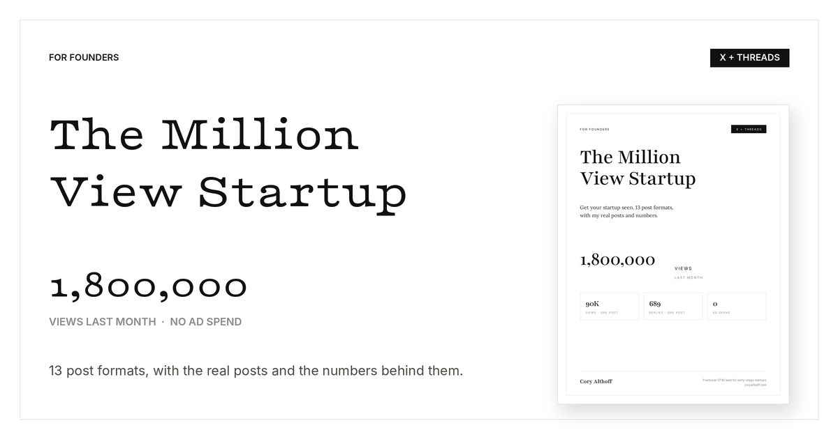 The Million View Startup guide